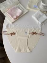 Women's Low-Rise Lace Thong - Antibacterial Rose Ice Silk with Leg Ring L [50-65 kg]