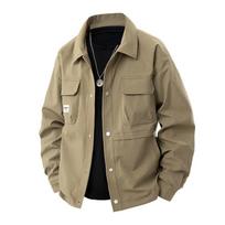 Men Spring and Fall Casual Big Size Plus Cargo Jacket  Youth Handsome Lapel Windbreaker M