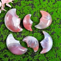Natural Crystal Carvings Crystal Moon Carnelian Moon Face Red Agate Moon for Valentine's Day Thanksgiving Day (Carnelian,6-8cm) karneolio spalva