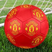 Manchester United FC Size 5 Soccer Ball, Machine-Stitched PVC, Durable & High Bounce, All Ages Fit, fan merchandise, matches & outdoor use. red