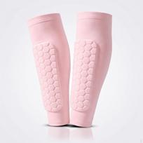 Shielded Shin Sleeve Impact Protection Football Guards Flexible Leg Protectors for Children, Pink S