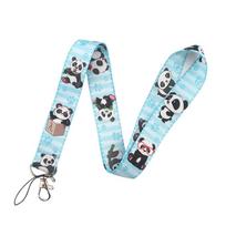 Lanyard ID Card Badge Holder Mobile Phone Straps Webbing Hang Rope Animal Panda Panda Lanyard mėlyna