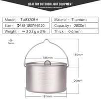 Camping Cookware 2800ML Hiking Picnic Tableware Foldable Mug Tea Kettle Water Titanium Cooking Pot
