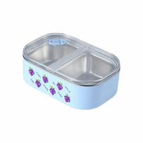 2 Compartment Stainless Steel Lunch Box Cartoon Storage Box with Lid Insulated Lunch Box  Picnic mėlyna