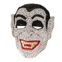 Hand-set Diamond Mask Halloween Skull Full Face Mask, Sparkly Rhinestone Masquerade Skeleton for Party, Adjustable Strap Cosplay Prop Women Men Stage