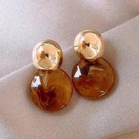 Melanin Amber Round Dangle Earrings for Women Luxury Exquisite Temperament Brown Drop Earrings Romantic Casual Versatile Jewelry ruda