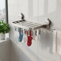 MultiProng Laundry Organizer Windproof Suction Cup Dehumidifying Rack Saving Folding Clothes 18