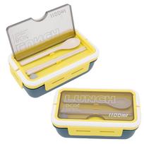 2PCS 2 Compartment Insulated Lunch Box 1.1L Food Storage Container Bento Lunch Box  For Picnics mėlyna