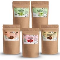 Organic Anand Amla Reetha Shikakai, Bhringraj and Hibiscus Powder for Hair (Pack of 5, 150gm Each, Total 750 Grams) beige