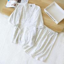 Kimono Pajamas Men's Pajamas Summer Thin Short-sleeved Shorts Cotton Simple Home Service Suit Pantalon Pijama Homber M