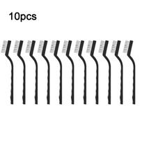 Wire Toothbrush Cleaning Brush Parts Maintenance Small Stainless Steel Tools 10pcs Black Manual Plastic Handle
