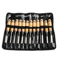 Woodworking professional chisel construction woodworking tools 12 pieces wooden carving manual chisel tool set 12pcs