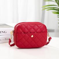 Bags Embroidered Rhombus Small Square Bag Caviar Mobile Phone Bag Popular Frosted Textured Shoulder Crossbody Bag raudona