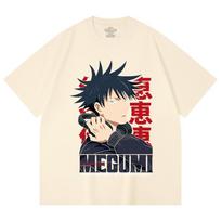 230 Gsm 100% Cotton Jujutsu Kaisen V38 Megumi Print Unisex Heavy Cotton T Shirt XS abrikosas