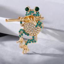 Frog Flute Fashionable High-end Light Luxury Men's and Women's Accessories Cute Animal Brooch 3cm*5cm gray
