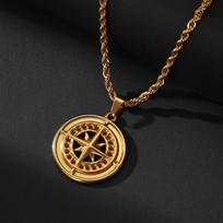 Necklace Compass Compass Light Luxury Simple Style Pendant 50CM(Necklace Size) black