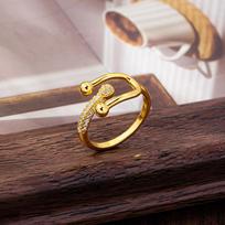Light Luxury Style Zirconium Geometric Open Ring Women's Design Index Finger Ring Jewelry one size(6-13)