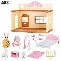 1/12 Dollhouse Furniture Family House Villa Simulate Forest Rabbit Animal Family Miniature Scene Toy Display Furniture Toy Gift beige