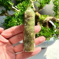 Green Mica Column Polished Crystal Craft Collectible Home Decor Tabletop Ornament-CrystalHola 8-9cm