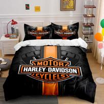 Harley Davidson Juodi Patalynės Rinkinys    Patalynės Antklodės Užvalkalas Rinkinys Antklodės Užvalkalas Pagalvės Užvalkalai    (1 * Antklodės užvalkalas, 2 * Pagalvių užvalkalai, be antklodės įdaro) 135x200cm