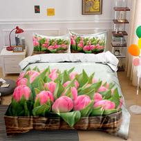 Pink tulips and leaves Bedding sets Duvet cover sets Duvet covers Pillowcases(1*Duvet Cover 2*Pillowcases without duvet insert) 135x200cm