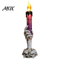 Colorful Glitter Quicksand Tubes Halloween LED Ghost Candle Light, Spooky Hand Lamp Retro Skeleton Base Ornaments Tabletop Decor, Horror Light violetinė