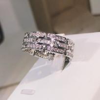 Copperexquisite AAAA+ white zircon multi-layer ring ladies party cocktail party men and women jewelry gifts 6