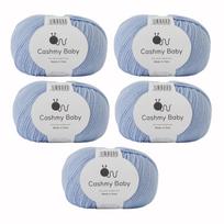 Raw Wool Cashmere Medium 50g Made in Set of 5 Balls Light Yarn, Baby, Weight, (approx. 145m), Italy, (7. Blue)