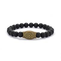 Simple Style Stone Bracelet Men Viking 8mm Lava Obsidian Beads Yoga Meditation Healing Braslet Pulseria Hombre Retro Accessories