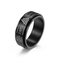Mada Nerūdijančio Plieno Besisukantys Nerimo Žiedai Vyrams Vintažinis Odino Skandinavų Vikingų Amuletas Runų Žiedas Papuošalai Dovanos 8