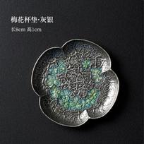 Enamel Tea Cup Coaster Heat Insulation Pad Japanese Style Kung Fu Tea Set Accessory Durable Metal Material Unique Floral Design One Size