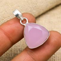 Rožinio chalcedono pakabukas, 925 prabos sidabro pakabukas, rankų darbo brangakmenių papuošalas, dovanos žmonai, visiškai naujas pakabukas 1.33 Inches