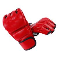 Unisex MMA pirštinės be pirštų, bokso pirštinės atvirais delnais koviniam treniravimuisi, raudonos