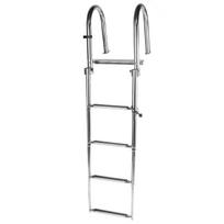 Boat Ladder Folding Telescopic 4‑Steps Marine Dock Stair Welded Reinforce Stainless Steel