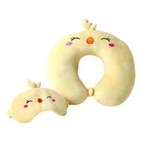 Memory Foam Travel Pillow Set Neck Support and Eye Mask for Comfortable Travel 1 geltona