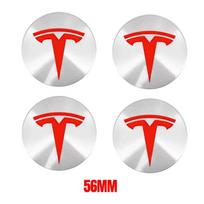 Automobilio lipdukas „Tesla“ 4 vnt. 56 mm „Tesla“ ratlankio dangtelio centrinio dangtelio logotipas, aukštos kokybės lipdukas, skirtas „Tesla Model 3 YSX“ asmeniniam automobilio lipdukui 56mm