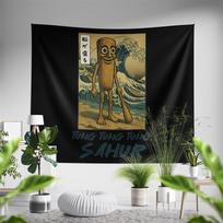 Aertemisi Tung Tung Tung Sahur Ukiyoe Japanese Style Tapestry Wall Hanging Art for Bedroom Living Room College Dorm Party 74x94cm(29x37in)