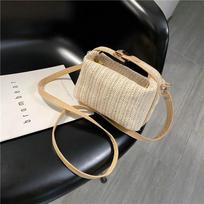 Šiaudinis Crossbody Krepšys moterims Nauji Bohemian Small Knitting Vasarinė piniginė ir rankinė atostogų kibiras paplūdimio krepšiai chaki