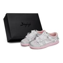 Nike Dunk Skateboard Shoes Women's Low Top Gray/Pink/Silver HM3698-006(Team80-S-BOX) 42