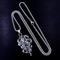 Vėrinys Punk Gyvatė Aplink Kaukolę Vyrams Hip Hop Ilgas Pakabukas 50CM(Necklace Size)