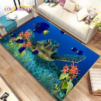 3D Jūros dugno Povandeninio pasaulio Delfinų Vėžlių Kilimas, Kilimas Svetainei Miegamajam Sofa Prieškambario kilimėlis, Vaikų žaidimų Neslystantis grindų kilimėlis 40x60cm(15x23in)