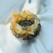 Natural Crystal Raw Stone Candle Holder, Crystal Expansion Stone, Fireless Aromatherapy Wax Candle Holder (Citrine,about 275g) citrina