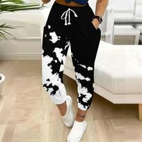 Summer Ladies Striper Printed Sweatpants Loose Fit Drawstring Joggers Elastic Cuff Daily Casual Pants XS juoda