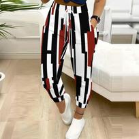 Summer Ladies Stripe Printed Sweatpants Loose Fit Drawstring Joggers Elastic Cuff Daily Casual Pants XS įvairiaspalvis