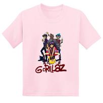 Hot-selling Gorillaz rock band printed summer fashionable pure   short-sleeved T-shirt for boys and girls 100