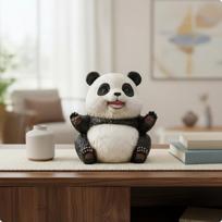 Resin Panda Figurine Cute Sitting Statue Black and White for Presents white