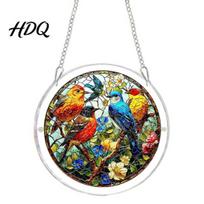 Acrylic Suncatcher with Chain Puzzle Suncatcher Stained Glass Style Window Hanging Sun Catcher Panel DIY Durable Clear Jigsaw Art for Garden 18cm V