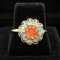 Retro Protein Stone Flower Halo Ring, Exquisite Flower Declaration Ring, Suitable for Women's Daily Wear Decoration 7