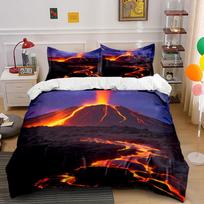 Erupting volcano and lava. Bedding sets Duvet cover sets Duvet covers Pillowcases(1*Duvet Cover 2*Pillowcases without duvet insert) 135x200cm