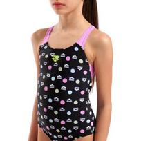 Maudymosi kostiumėlis G Multiple Dot Swim Pro Back, juodas su orchidėjos raštu - 590